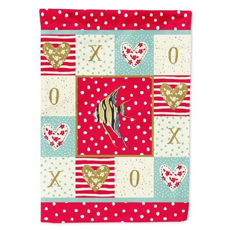 Carolines Treasures 28 x 0.01 x 40 in. Angelfish Love Flag Canvas House Size CK5465CHF